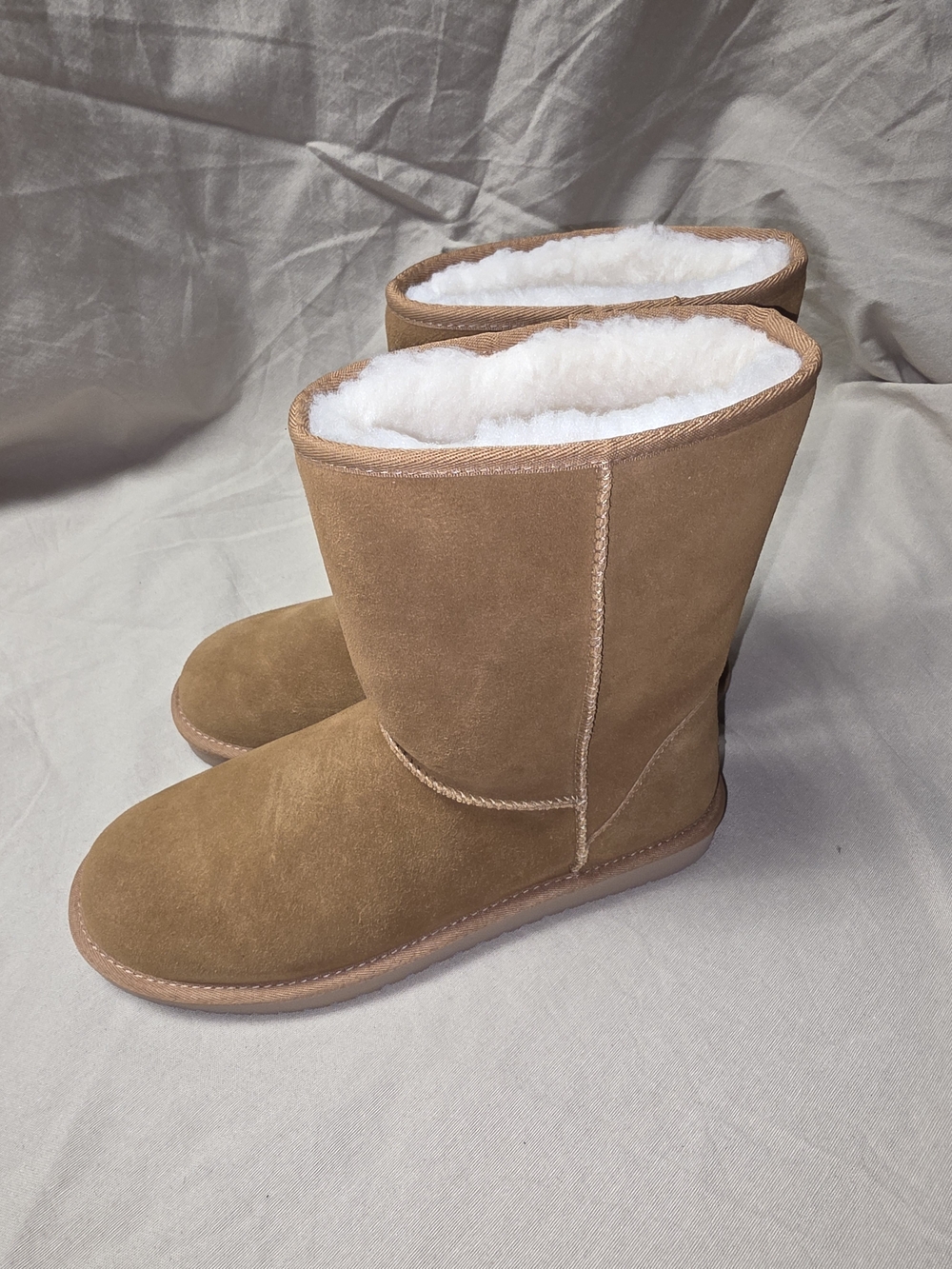 Koolaburra Chestnut Suede Shearling-Lined Mid-Calf Boots